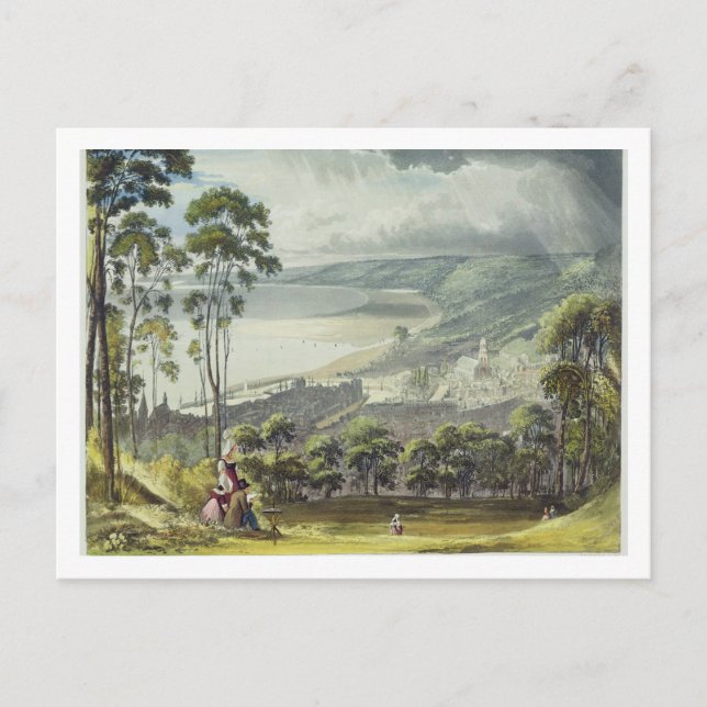 Cartão Postal Vista de Honfleur, de 'Views on the Seine', grava (Frente)