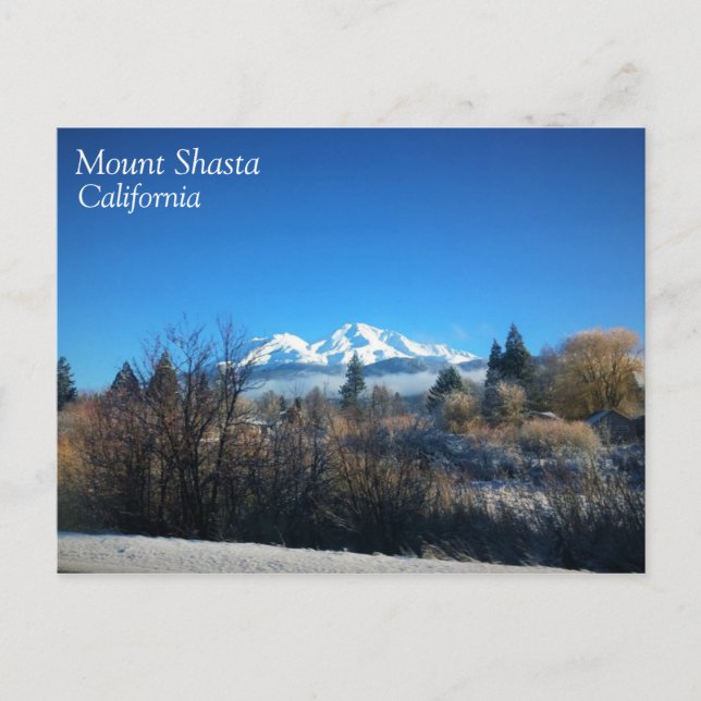 Cartão Postal Vista de inverno no Monte Shasta, CA (Frente)
