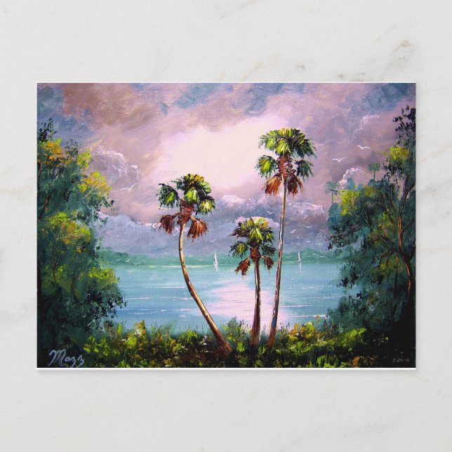 Cartão Postal Vista de lago tropical (Frente)