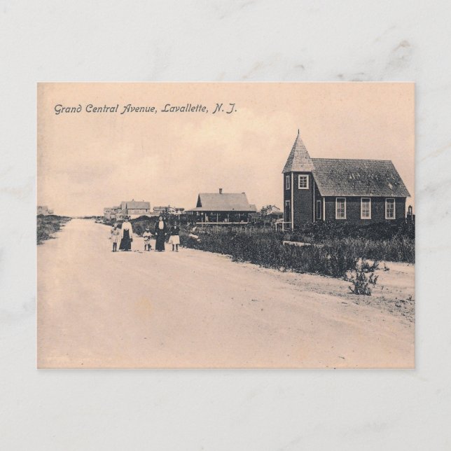 Cartão Postal Vista de Lavallette, New Jersey Vintage (Frente)