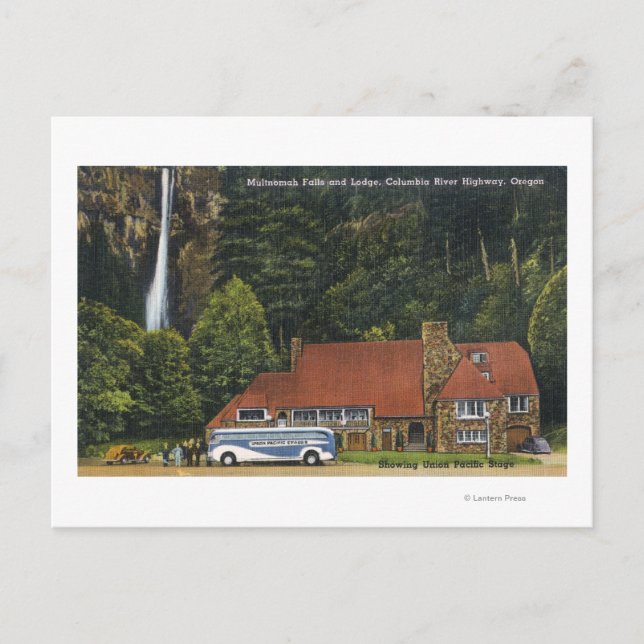 Cartão Postal Vista de Lodge Multnomah Falls (Frente)