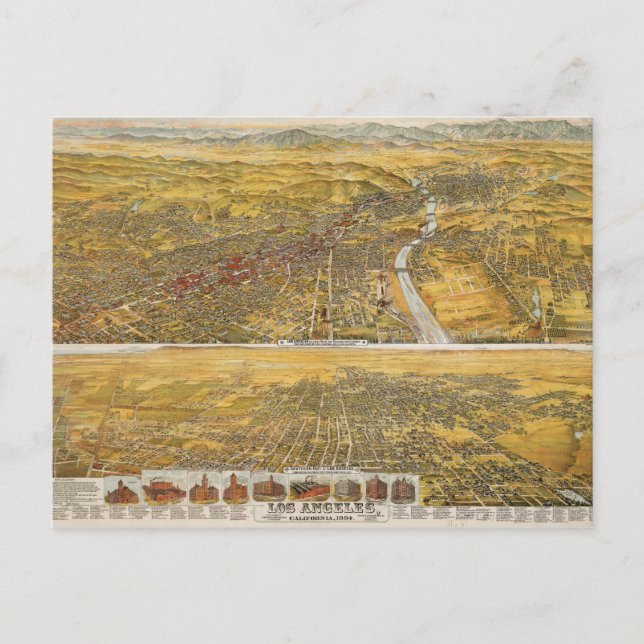 Cartão Postal Vista De Los Angeles, 1894 (Frente)