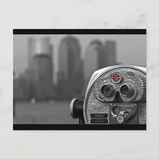 Cartão Postal Vista de Manhattan Preto e Branco (Frente)