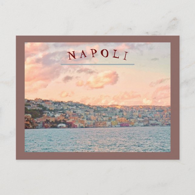 CARTÃO POSTAL VISTA DE NAPOLI/NÁPOLES, ITÁLIA PÔR DO SOL A PARTI (Frente)
