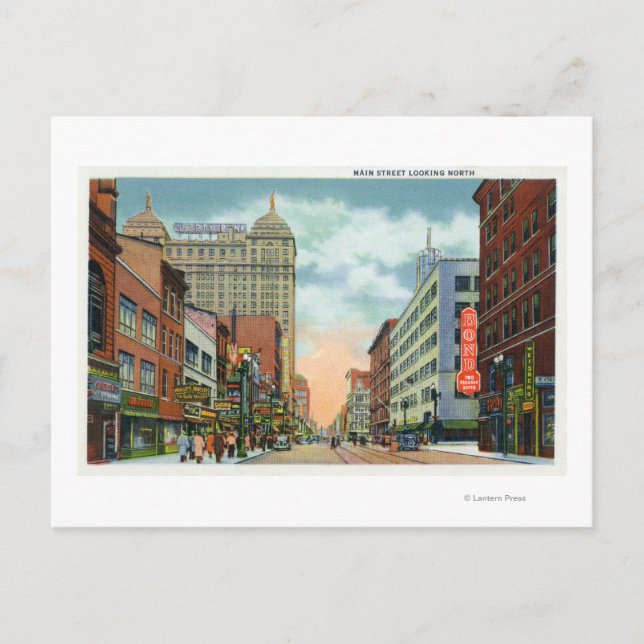 Cartão Postal Vista de norte da rua principal (Frente)