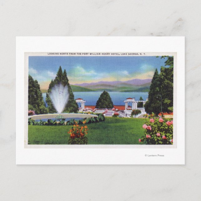 Cartão Postal Vista de norte do lago de Ft. William Henry (Frente)