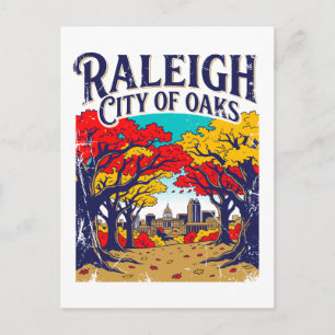Cartão Postal Vista de outono da cidade de carvalhos de Raleigh