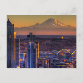 Cartão Postal Vista de paisagem urbana do centro de Seattle, fut