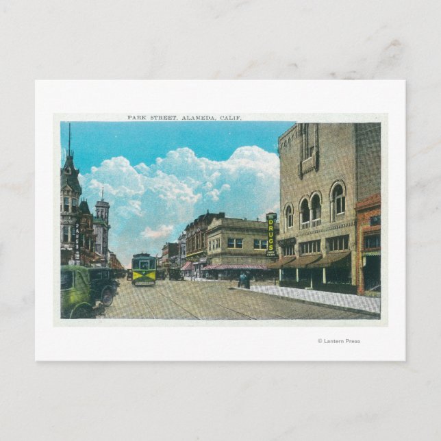 Cartão Postal Vista de Park StreetAlameda, CA (Frente)