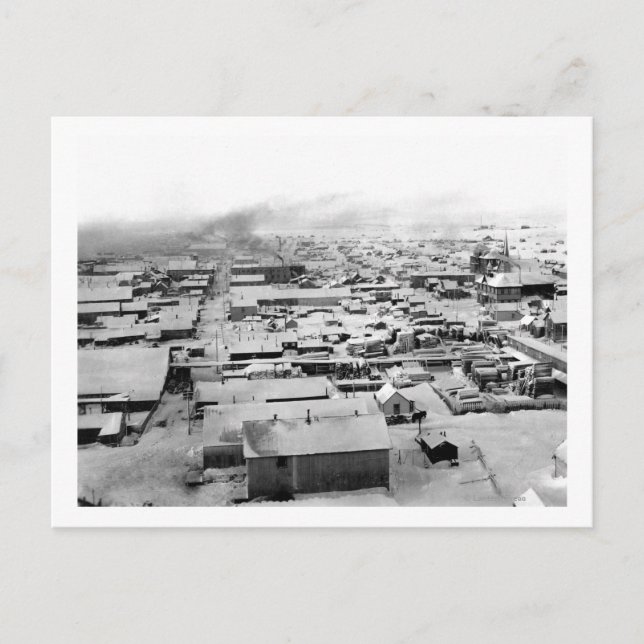 Cartão Postal Vista de Pássaro de Nome, Alasca com Neve (Frente)