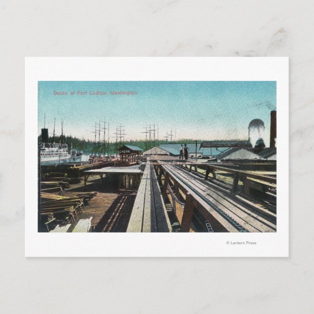 Cartão Postal Vista de Port Ludlow DocksPort Ludlow, WA (Frente)
