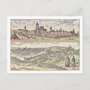 Cartão Postal Vista de Praga mostrando (acima) o Palácio Imperi