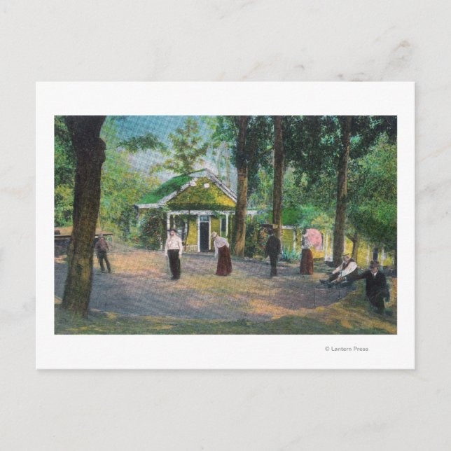 Cartão Postal Vista de Primaveras Croquet GameHarbin, CA (Frente)