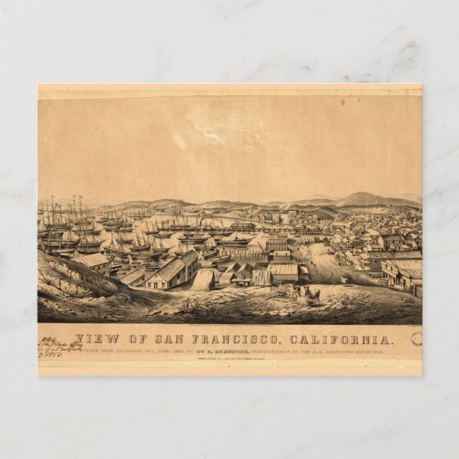 Cartão Postal Vista de São Francisco, Califórnia (1850) (Frente)