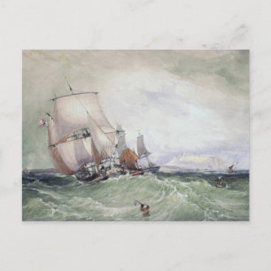 Cartão Postal Vista de Scarborough, com um Collier Brig