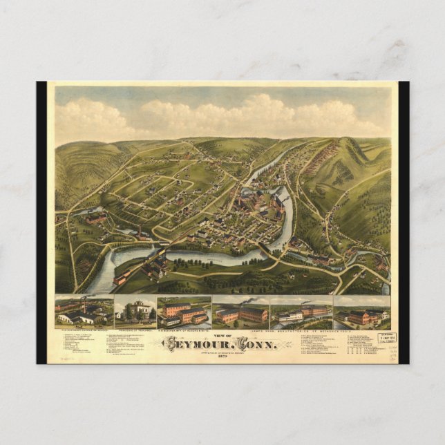 Cartão Postal Vista de Seymour Connecticut (1879) (Frente)