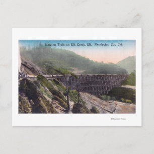 Cartão Postal Vista de um Comboio em Torno da Ponte Elk Creek