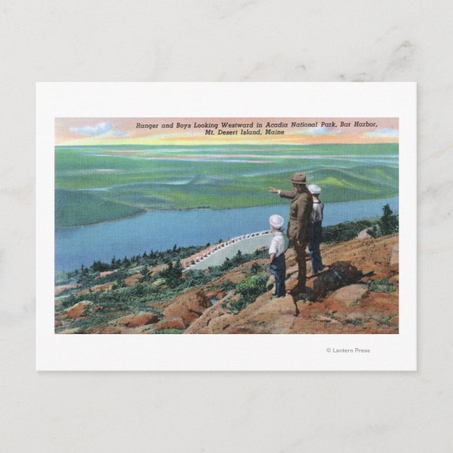 Cartão Postal Vista de um Park Ranger e Boys Olhando para o Oest (Frente)