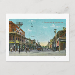 Cartão Postal Vista de uma Business StreetMarysville, CA