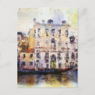 Cartão Postal Vista de Veneza feita a aquarela artística