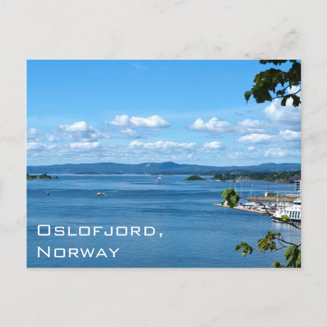 Cartão Postal Vista de Verão de Oslofjord de Oslo, Noruega (Frente)