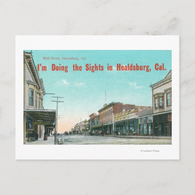 Cartão Postal Vista de West StreetHealdsburg, CA (Frente)