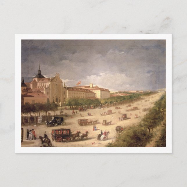 Cartão Postal Vista do Calle de Alcala, Madrid (petróleo na canv (Frente)