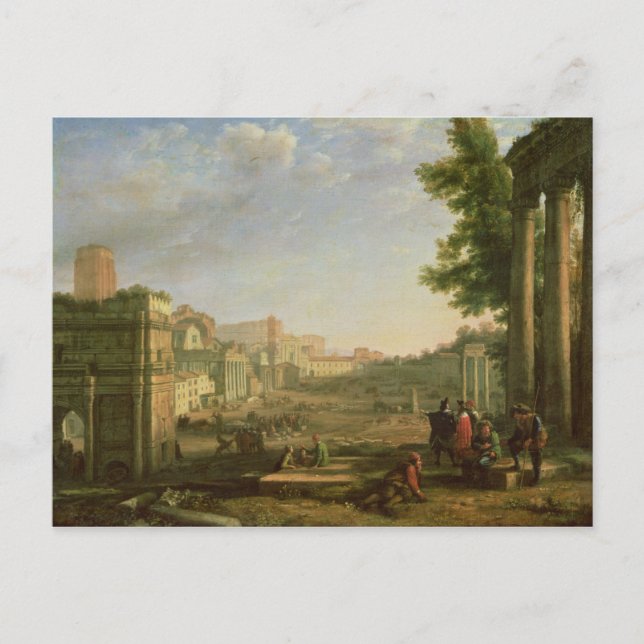 Cartão Postal Vista do Campo Vaccino, Roma, 1636 (Frente)