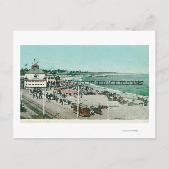 Cartão Postal Vista do cassino, da praia e do pier (Frente)