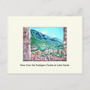 Cartão Postal Vista do Castelo de Scaligero no Posto Lake Garda