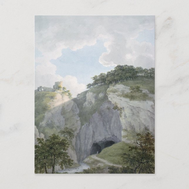 Cartão Postal Vista do Castelo e Caverna em Castelton (Frente)