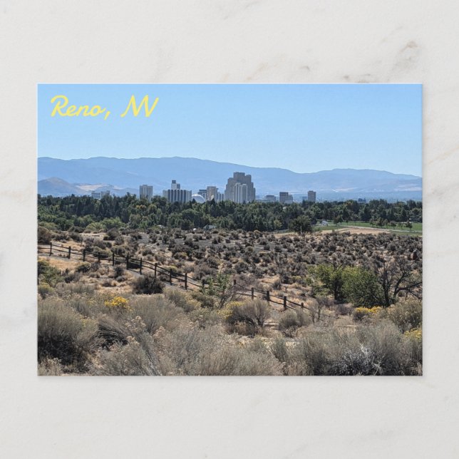 Cartão Postal Vista do Centro Reno, Nevada (Frente)