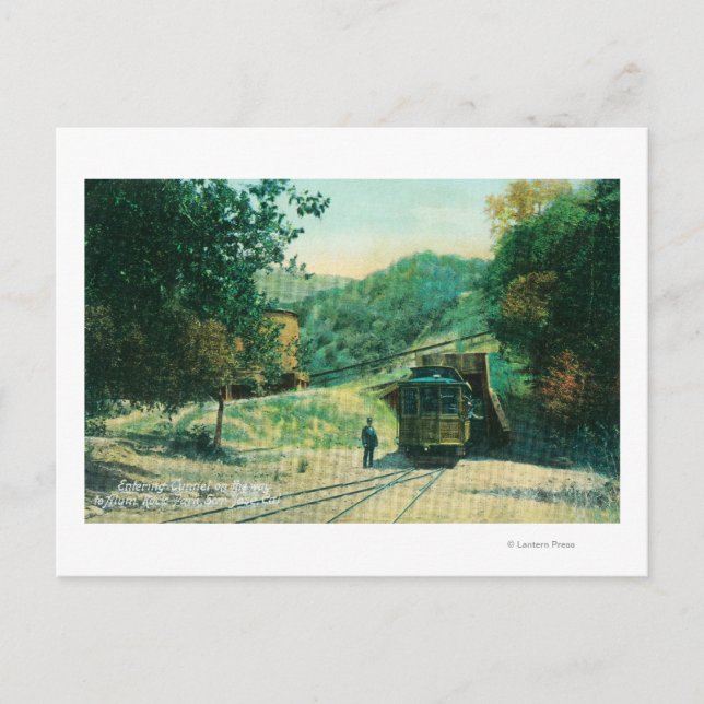 Cartão Postal Vista do comboio que entra no túnel até Alum Rock (Frente)