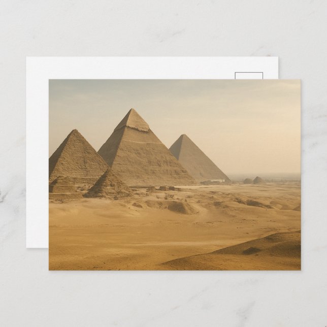 Cartão Postal Vista do Deserto das Pirâmides de Giza, Cartão-pos (Frente/Verso)
