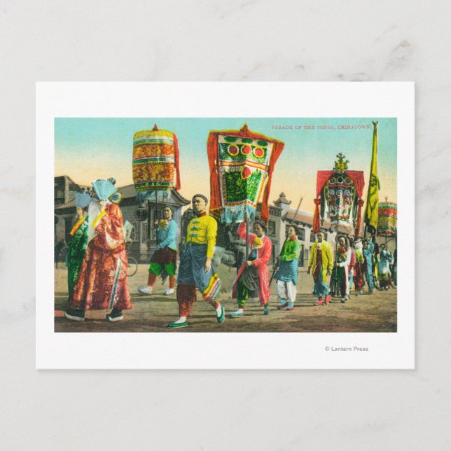 Cartão Postal Vista do Desfile das Canções, Chinatown (Frente)