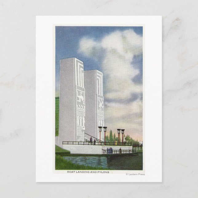 Cartão Postal Vista do embarque do barco e dos pilões (Frente)