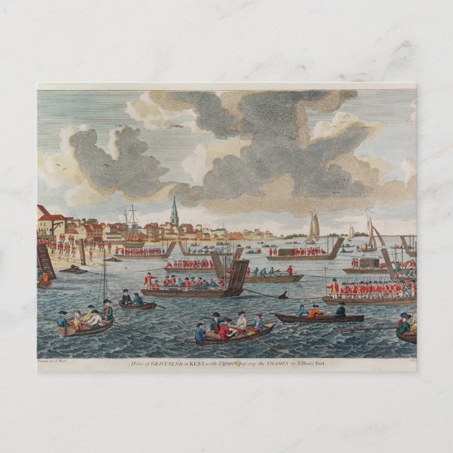 Cartão Postal Vista do Gravesend com tropas (Frente)