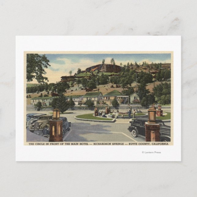 Cartão Postal Vista do hotel principal em Primaveras Richardson (Frente)