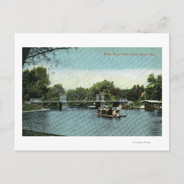 Cartão Postal Vista do Jardim Público de Boston da ponte (Frente)