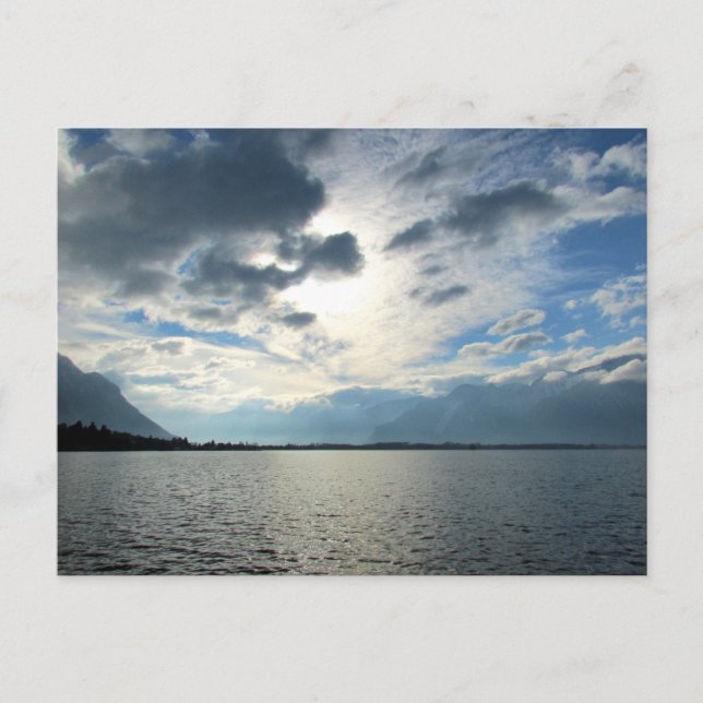 Cartão Postal Vista do lago de Genebra e dos Alpes (Frente)