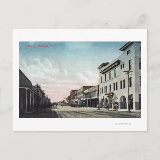 Cartão Postal Vista do Main StreetWoodland, CA (Frente)