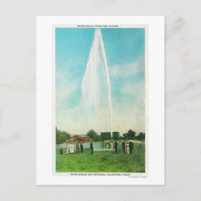 Cartão Postal Vista do Myrtledale Geyser nos Primaveras Quentes (Frente)
