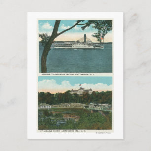 Cartão Postal Vista do Navio a vapor Ticonagrea e do Chasm Ausív