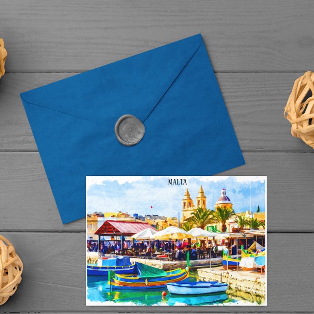 Cartão Postal Vista do Panorama Mediterrâneo de Malta (malta panorama view harbour)