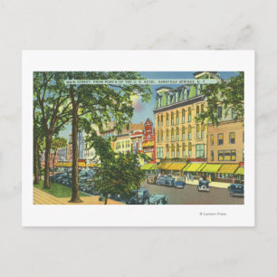 Cartão Postal Vista do Porch Hotel EUA na rua principal