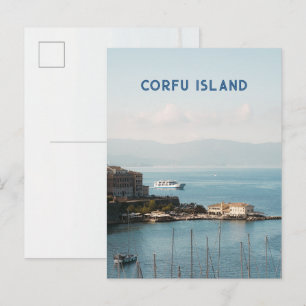 Cartão Postal Vista do Porto de Corfu Town, Viagem