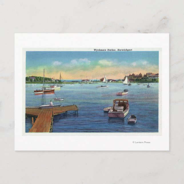 Cartão Postal Vista do porto de Harwichport Wychmere Harbor (Frente)