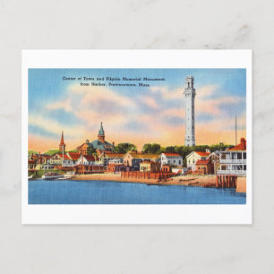 Cartão Postal Vista do Porto em Provincetown, Massachusetts Vint