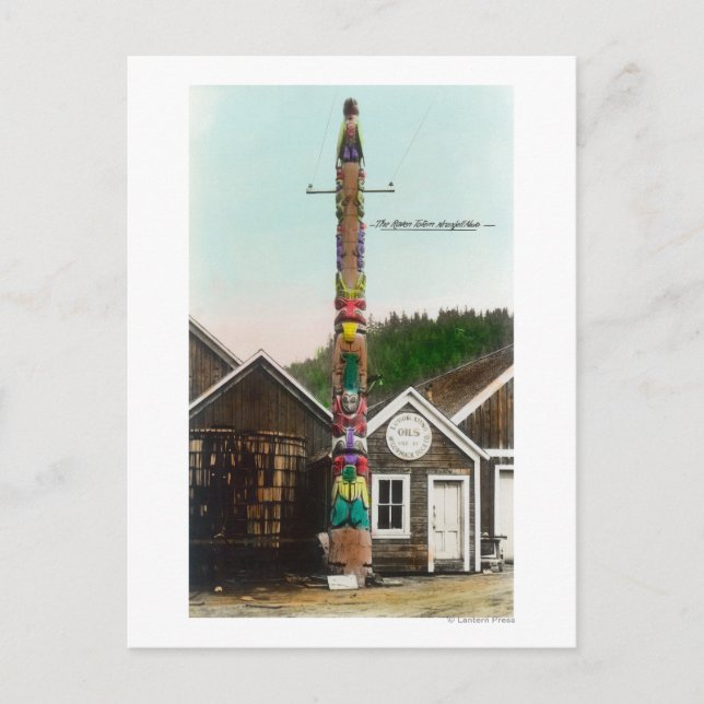 Cartão Postal Vista do Raven TotempoleWrangell, AK (Frente)