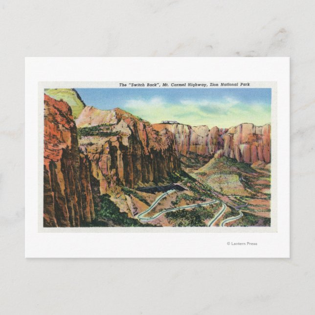 Cartão Postal Vista do Switch Back, Mt. Carmel Highway (Frente)
